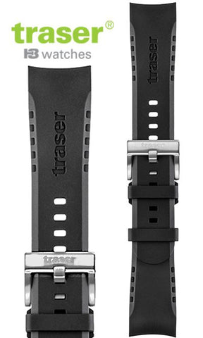 traser® Signature Black Rubber Dive Strap made to fit traser® P67 Dive Watches Only, model 109362