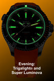 Traser P67 Diver Swiss Automatic, Tritium Illumination, Black Dial and Orange Rubber Dive Strap - 110323