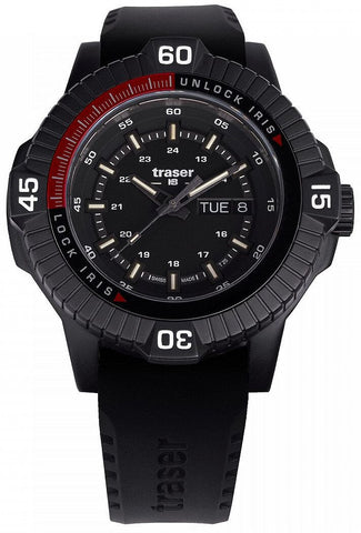 traser P99 Iris Tactical Watch, Super Powered Trigalight, Steel Case, Sapphire Crystal, Rubber Strap, Model 111461