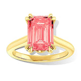 Vivid Pink Diamond Engagement Ring, 3 1/2 carat Lab Grown Radiant Cut Diamond, 14k Gold