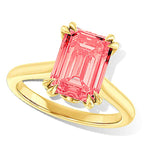 Vivid Pink Diamond Engagement Ring, 3 1/2 carat Lab Grown Radiant Cut Diamond, 14k Gold