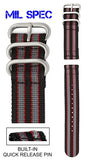 MilSpec Military RAF Ballistic Nylon 2-Piece Strap, Quick Release Pins, Choice of Colors and Lug Widths