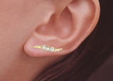 Cubic Zirconia Swirl Ear Pin Earrings in 14k Yellow Gold, Jose Jay #3681-CZIR
