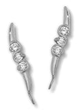 Cubic Zirconia Swirl Ear Pin Earrings in 14k White Gold, Jose Jay #3681-WCZ