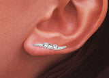 Cubic Zirconia Swirl Ear Pin Earrings in 14k White Gold, Jose Jay #3681-WCZ