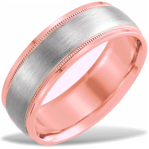 Hidden Blush 14k White and Rose Gold Wedding Band