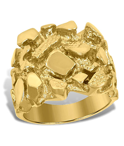 Men's Gold Nugget Ring, Massive, Heavy 10k Gold