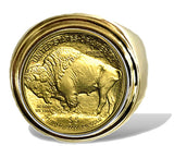 Pure Gold USA Buffalo Coin Mounted into our Classic 14k Gold Coin Ring