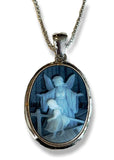 Guardian Angel Watching Over Child Blue Agate Cameo Pendant from DiVinci Cameos