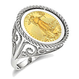 14k Woman's Coin Ring, Your Choice of Canadian Maple Leaf or USA Walking Liberty Coin in white or yellow 14k gold