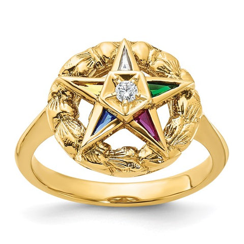 Women's Eastern Star Masonic Ring Diamond 14k Gold from IBGoodman