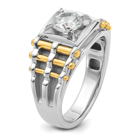 14K Yellow Gold Men's Diamond Ring 1.08ct 14.5mm 010300
