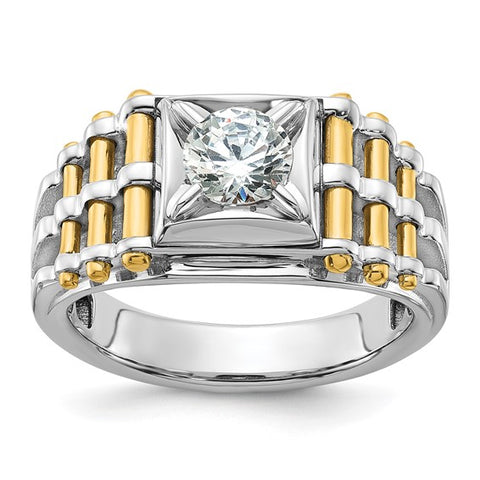 Men's One Carat Diamond Solitaire, Two-Tone 14k Gold, IB Goodman, B59392-4WYLG
