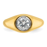 Men's Classic Bezel Set One Carat Diamond Solitaire, Your Choice White or Yellow 14k Gold