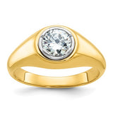 Men's Classic Bezel Set One Carat Diamond Solitaire, Your Choice White or Yellow 14k Gold