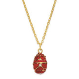 Bejeweled Crystal, Enameled IMPERIAL RED (Plays Memory) Musical Egg with Matching 18 Inch Necklace