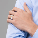 Cobalt Wedding Ring, Brushed and Polished with an Inlaid Goldtone Center, 8mm width
