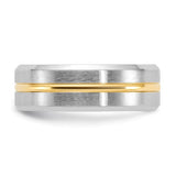 Cobalt Wedding Ring, Brushed and Polished with an Inlaid Goldtone Center, 8mm width