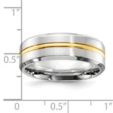 Cobalt Wedding Ring, Brushed and Polished with an Inlaid Goldtone Center, 8mm width