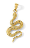 14k Gold Snake Pendant, 3-Dimensional, Highly Detailed Textured Finish, 1 1/2 inch length