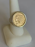 Men's Rare Half Eagle Large Gold Coin Ring, Genuine USA $5.00 Coin, Heavy 14k Gold Ring