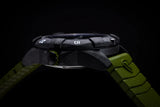Protek PT1005G – Military Dive Watch, 300M WR, Black & Green with Tritium Illumination, Green Rubber Strap