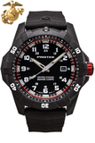 Protek PT1012 USMC – US Marine Corps Dive Watch, 300M WR, Black & Red with Tritium Illumination, Rubber Strap