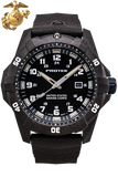 Protek PT1013 USMC – US Marine Corps Dive Watch, 300M WR, Black & Blue with Tritium Illumination, Rubber Strap