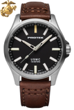 Protek PT3101 – Titanium USMC Field Watch, 100M WR, Black Dial with Tritium T100 Illumination, Leather Strap