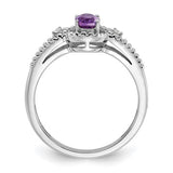 Genuine Diamond and Genuine Amethyst Ring - February Birthstone Ring