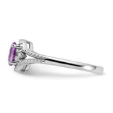 Genuine Diamond and Genuine Amethyst Ring - February Birthstone Ring