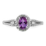 Genuine Diamond and Genuine Amethyst Ring - February Birthstone Ring