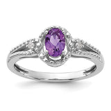 Genuine Diamond and Genuine Amethyst Ring - February Birthstone Ring