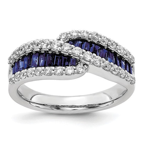 Diamond and Sapphire Fashion Band, 14k White Gold