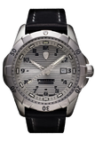 Protek PT2004 – Stainless Steel Dive Watch, 200M WR, Steel Dial with Tritium Illumination, Leather Strap