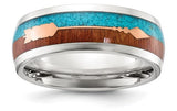 Unique in all the World! Rose Goldtone Arrow Inlay on Turquoise and Wood Wedding Ring, CHISEL SR765