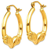 14k Gold Ram's Head Hoop Earrings, Medium/Large, 24.25 mm by 15.25 mm