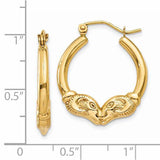 14k Gold Ram's Head Hoop Earrings, Medium/Large, 24.25 mm by 15.25 mm