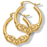 14k Gold Ram's Head Hoop Earrings, Medium/Large, 24.25 mm by 15.25 mm
