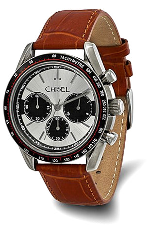 Chisel Pilot's and Racing Chronograph, 24 Hour Chrono, Tachymeter, Leather Strap TPW104