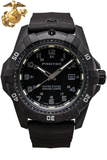 Protek PT1011 USMC – US Marine Corps Dive Watch, 300M WR, Black with Tritium Illumination, Rubber Strap
