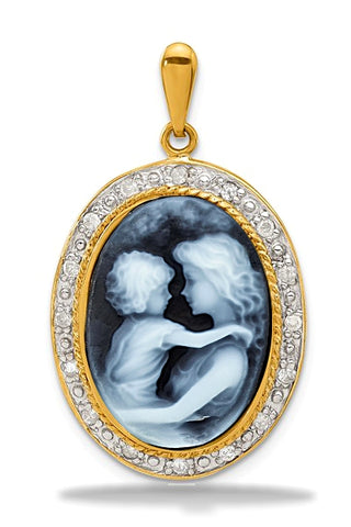 A Girl and Her Kitten Cameo Necklace