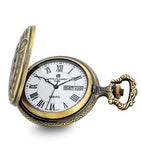 Railroad Closing Cover Pocket Watch, Antiqued Goldtone Locomotive Case, XWA6147