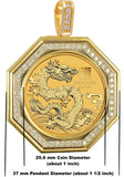 Men's 1/2 ounce Gold Dragon Coin (Perth Mint) and Diamond 14k Gold Pendant, 1 full ctw Diamonds