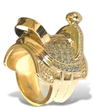 Magnificent Diamond and 14k Gold Saddle Ring, Exquisite Detail, Original Design