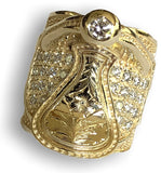 Magnificent Diamond and 14k Gold Saddle Ring, Exquisite Detail, Original Design