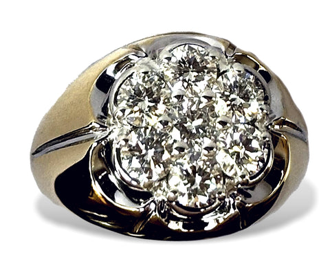 Glitz Design Glitz Design Six Stone Men's White Diamond Cluster Ring 18k  Gold (G-H/VS1-VS2)