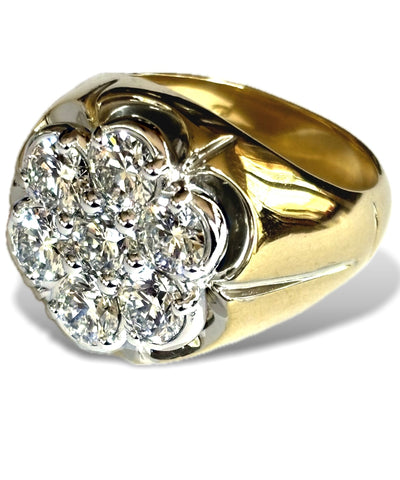 Men's Round Cluster CZ Ring in 14K Gold Plated Size10-11 Men's Round Cluster CZ Ring in 14K Gold Plated Size10-11