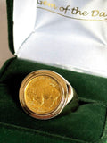 Pure Gold USA Buffalo Coin Mounted into our Classic 14k Gold Coin Ring