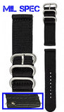 MilSpec Military RAF Ballistic Nylon 2-Piece Strap, Quick Release Pins, Choice of Colors and Lug Widths